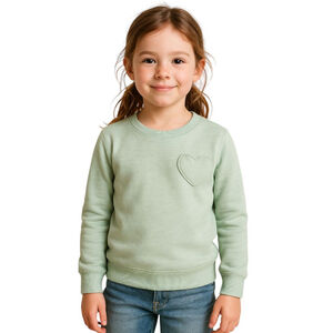 Crewcuts Heart Pocket Crewneck XS (4–5) Aqua Blue | Everyday Favorite